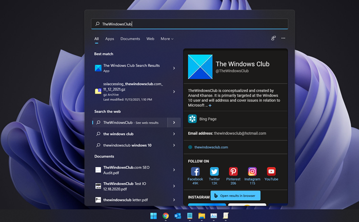 how to disable bing in the windows 11 start menu